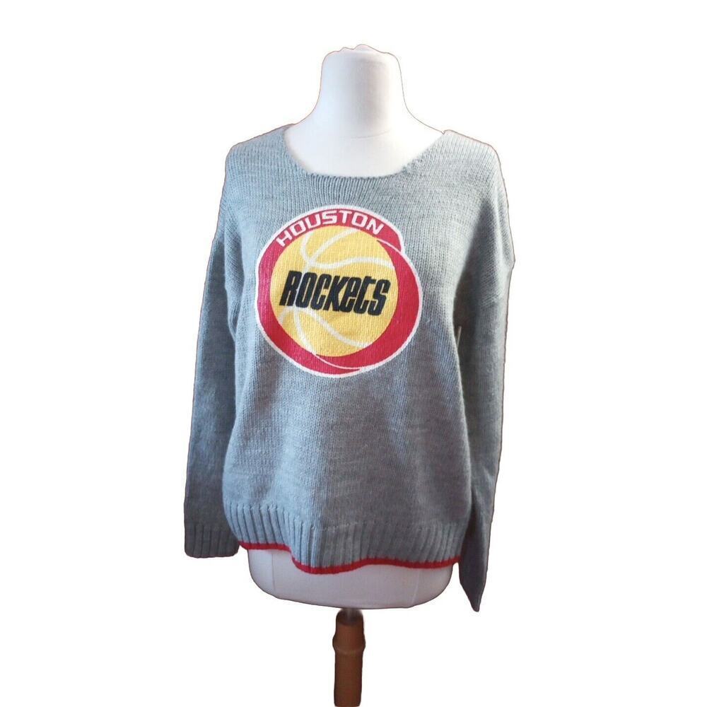 Touch By‎ Alyssa Milano Houston Rockets Sweater NWT Sz M Gray Cross Back